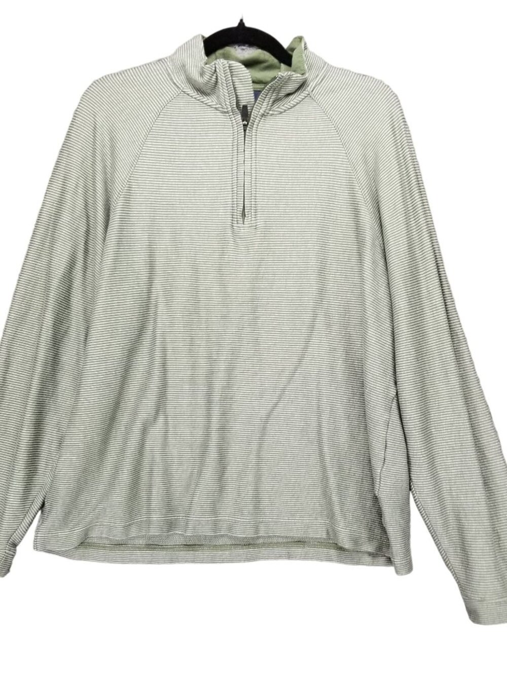 Cremieux Shirt Mens XL Green Striped Cotton Long Sleeve 1/4 Zip Sweatshirt - Picture 1 of 11